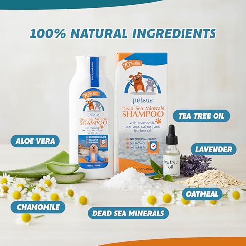 Image of Anti-Itch Relief Dog & Cat Shampoo + Conditioner with Dead Sea Minerals, Hypoallergenic for Sensitive & Allergic Skin, Natural Deodorizing Coat Wash, 15 fl oz