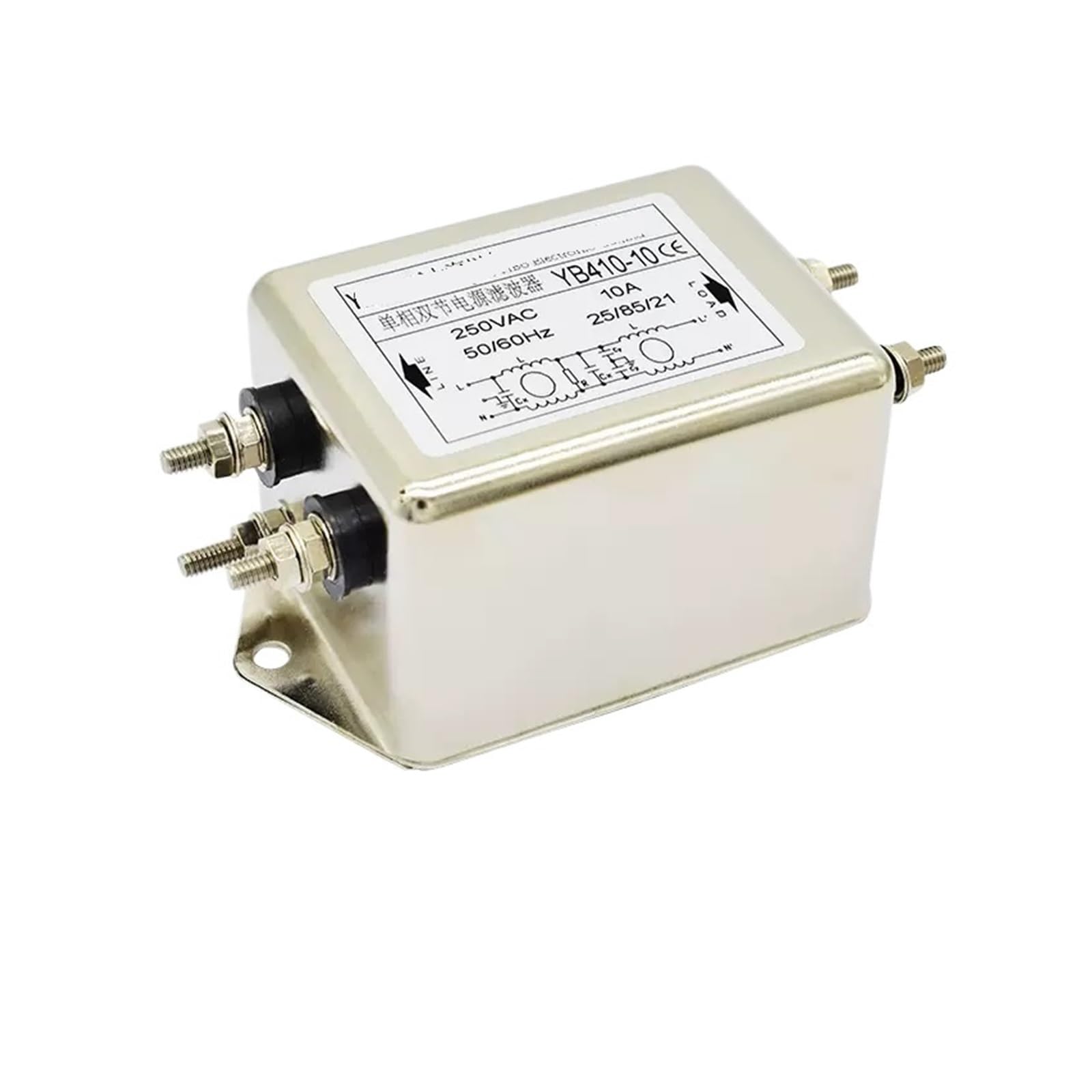 Filtro de alimentación CA monofásico YB410-10A con doble perno 220V antiinterferencias
