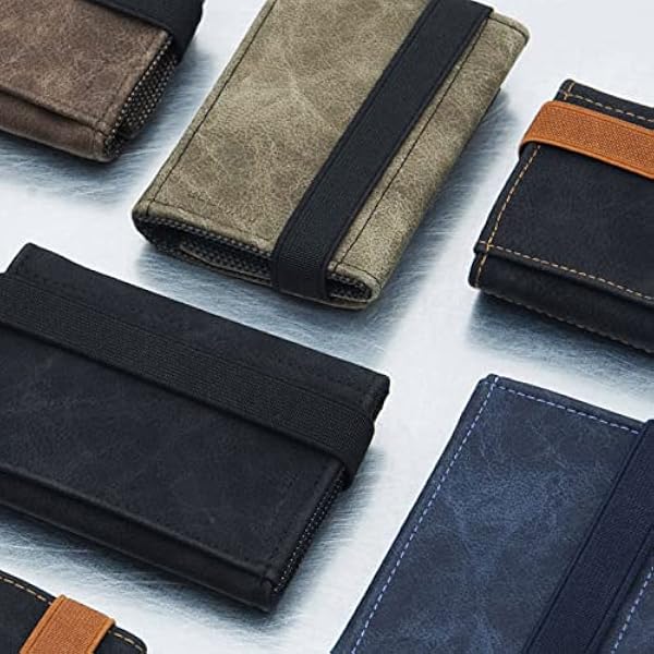 GUGGIARI кошелек Slim Wallet с защитой RFID для кредитных карт, кошелек с держателем для связки ключей, карман для карт, мужской кошелек, Black & Rust, S