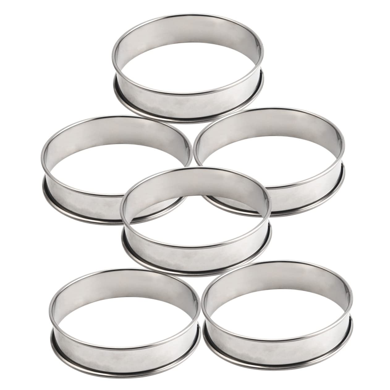 NAMOARLY 6pcs Metal Mousse Ring Molds Stainless Steel Baking Molds Ideal for Mousse Cookies More