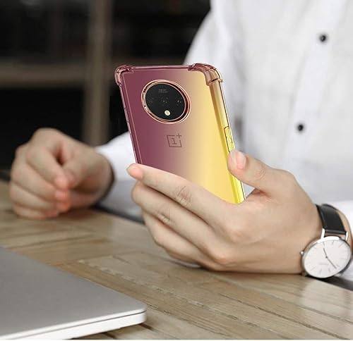 Miniatura 6 de Vokuha Funda para OnePlus 7T con protector de pantalla de vidrio templado, lindo degradado transparente delgado, a prueba de golpes, TPU para