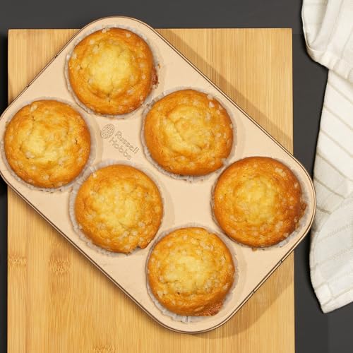 Russell Hobbs RH02151GEU7 Opulence 6-Cup Muffin Tray – Non-Stick Cupcake Tin, Lightweight Carbon Steel, Oven Safe to 220°C/Gas Mark 7, Easy-Clean Bakeware, 26.5 x 17.5 x 3 cm, Elegant Gold Finish - Image 4