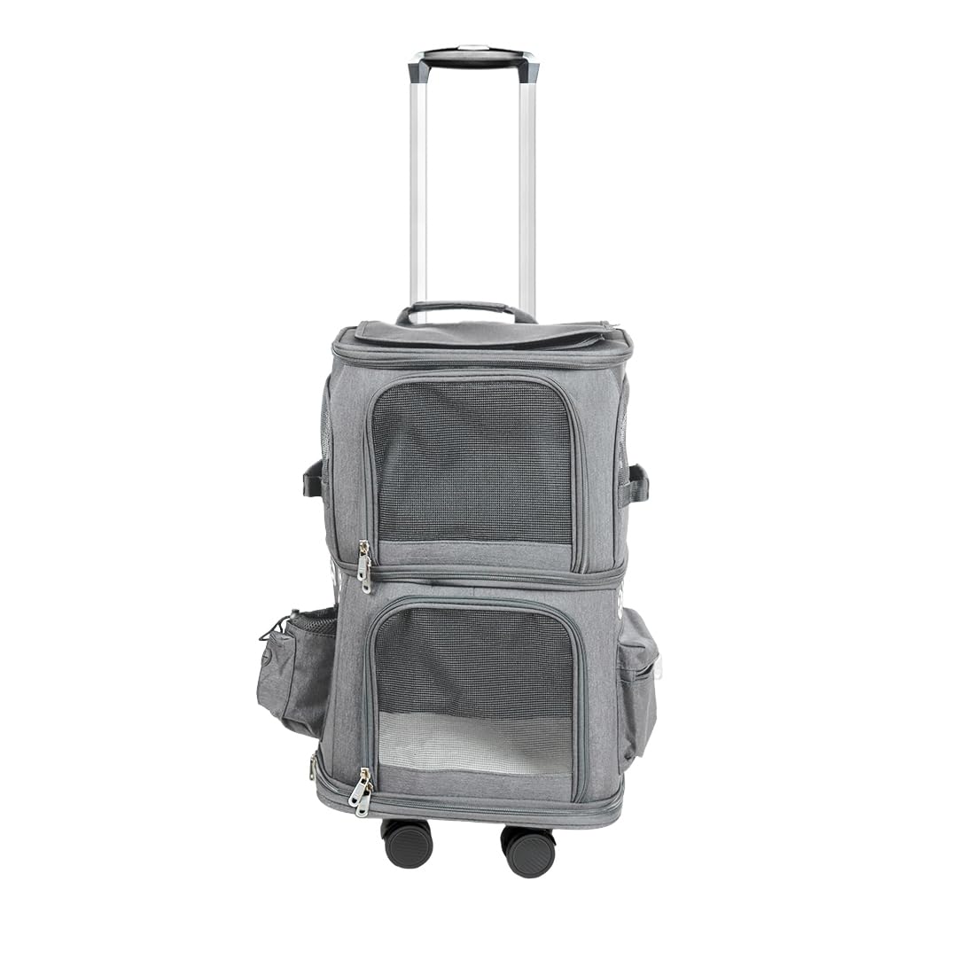 CStern Mochila para mascotas para 2 perros/gatos, mochila para gatos, bolsa de hielo para perros con ruedas, bolsa de viaje para mascotas, bolsa portátil para gatos grande para viajes (gris)