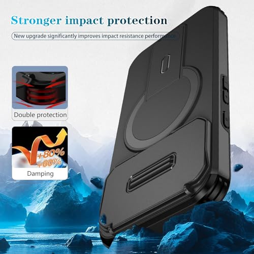 Image of ShieldTech MagStand Series Case for Google Pixel 8a | Mobile Phone Cover with flip-up Camera Cover, MagSafe, Kickstand, Shockproof for Google Pixel 8a - Black
