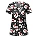 XIAWEN Kasacks - Camiseta de manga corta para mujer, con cuello en V, manga corta, con estampado 3D, con bolsillos, #059_negro, M