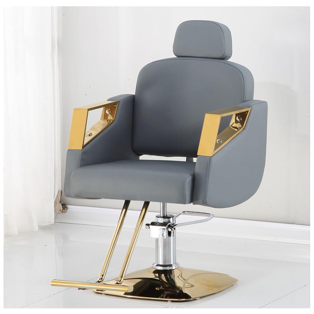 OZBMA Adjustable Barber Chair,Barber Chair Reclining Salon for Salons And Modern Styling Professional Haircuts,Gray,A