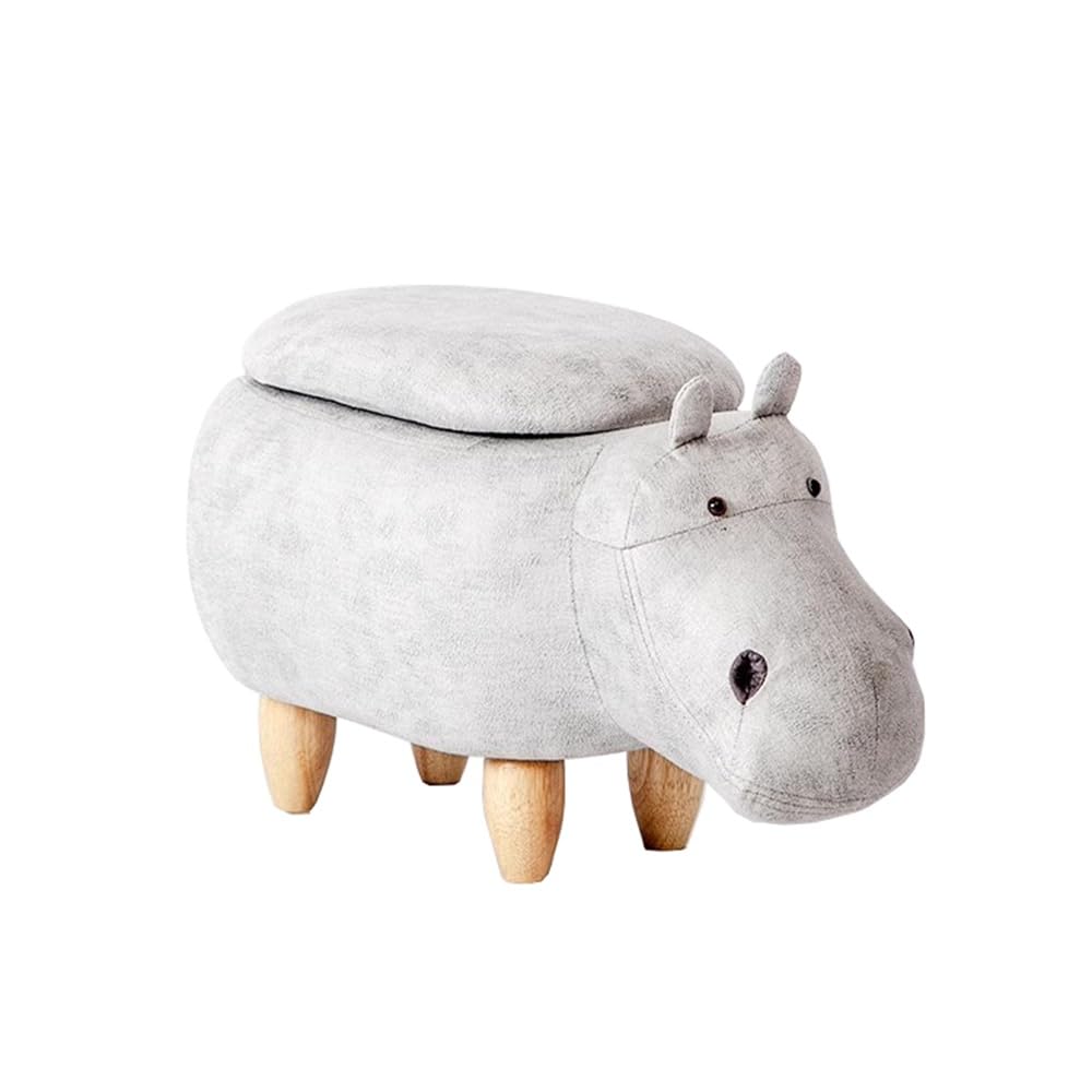 Tabouret en bois massif et cuir estampé à chaud dinosaure