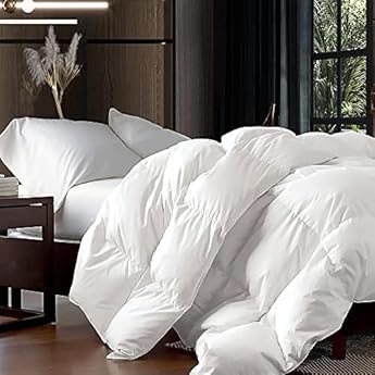 Down Fiber Comforter King Size, Premium Fluffy Down Duvet Insert, Lightweight All Season Warm, Hotel Comforter 90x106 Inches