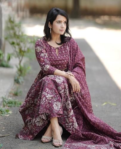 Image of Women Anarkali Kurta and Pant Set with Dupatta