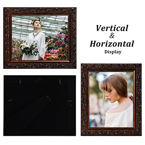 Edenseelake 8X10 Picture Frame Set Of 2, Vintage Photo Frame With Retro Carved Pattern For Tabletop Or Wall Decoration, Brown #TOP2