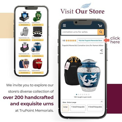 Image of Trupoint Memorials Cremation Urns for Human Ashes for Male or Female, Funeral Memorial Urns for Men & Women, Blue Birds, XL (300LB)