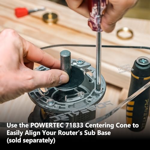 Image of POWERTEC Dual Grip Router Base Plate 6 inch x 11 inch Clear Acrylic Large Sub Base with Predrilled Holes for DeWalt Compact Router DWP611 and DCW600B - For Dovetail Jig, Inlay Template & Edge Routing (72314)