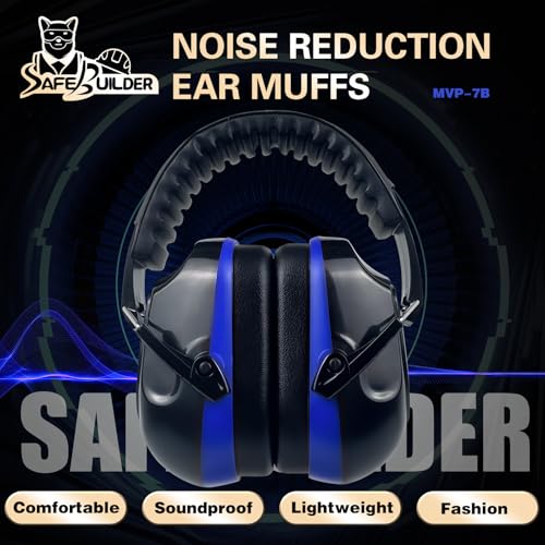 Image of SAFEBUILDER Ear Muffs Noise Reduction SNR 33dB Adjustable Lightweight Safety Earmuffs Sound Proof Noise Cancelling ANSI