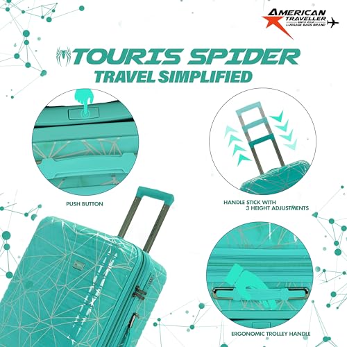 Image of Spider Trolley bag Single Small - Polycarbonate | TSA-Type Lock | Large Polycarbonate Hardshell, Lightweight Expandable, 360 Rotatable Wheels, TSA Type Lock