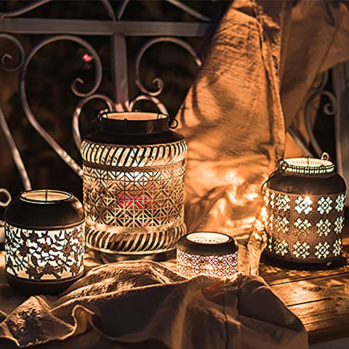 Lanterne à bougie en verre style panier ajouré romantique