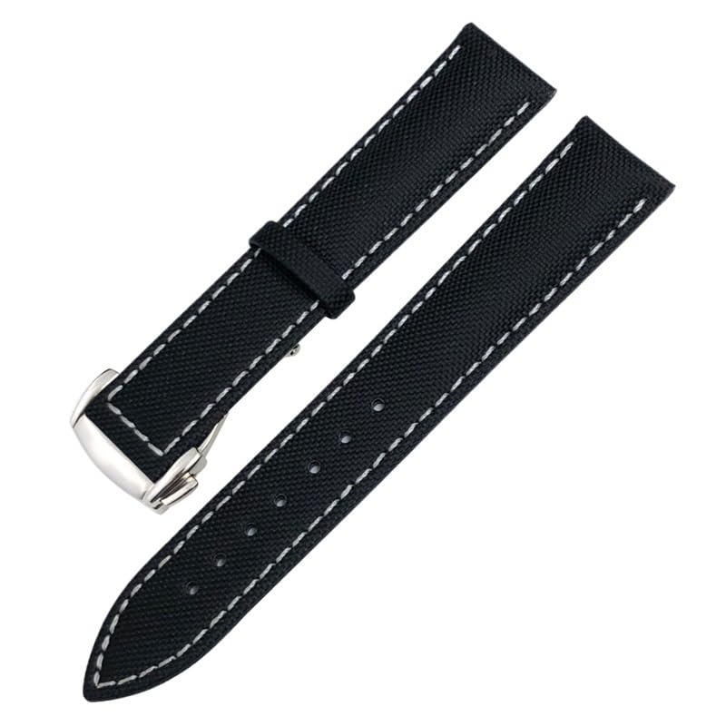 Bracelet Omega x Seamaster noir et blanc en cuir nylon pour un style urbain chic