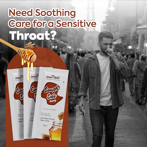 Image of Jeena Sikho Cough Ease Honey | Natural Herbal Honey | Long Pepper, Turmeric, Ginger | For Instant Cough Relief | 30 sachets (15g each)