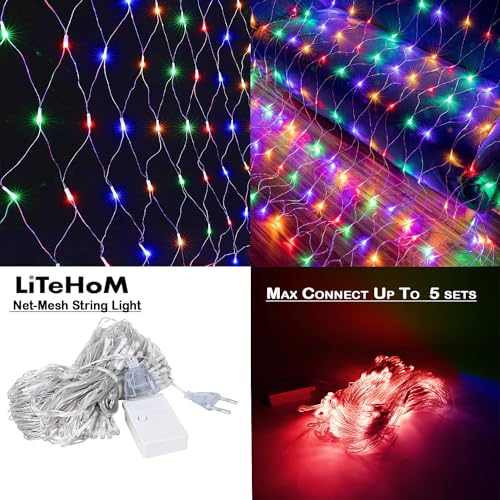 Image of Led Net Mesh String Lights - Diwali Lights, Led Lights for Home Decoration 9.8Ft X 6.6Ft 192 LEDs 8 Modes (Multicolor Net Mesh Light)