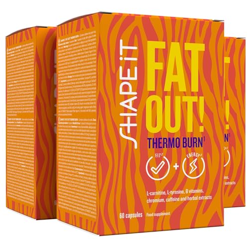 Fat Out Thermo Burn - L Carnitin, L Tyrosin, Cayennepfeffer, Garcinia Cambogia, Chrom, Grüner Tee, und B-Komplex-Vitamine - 180 Kapseln für 2 Monate von Sensilab