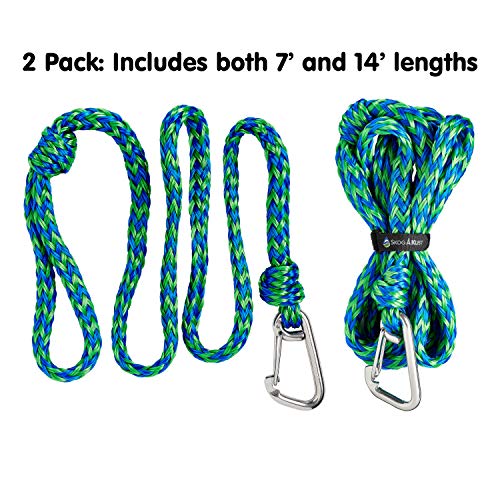 Premium PWC Dock Lines | 2-Pack Heavy Duty Braided Ropes, 3/4’’ x 7ft & 14ft Lengths, with 316 Stainless Steel Clip by Skog Å Kust - image 5