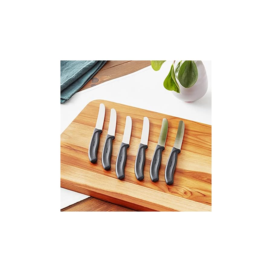 Victorinox-Swiss-Army-Cutlery-Swiss-Classic-Serrated-Steak-Knife-Set-Round-tip-45-Inch-6-Piece Victorinox 6.7833.6US1 sadf Swiss Classic 6-Piece Steak Knife Set, 4-1/2-Inch Serrated Blades with Round Tip, 4-Inch
