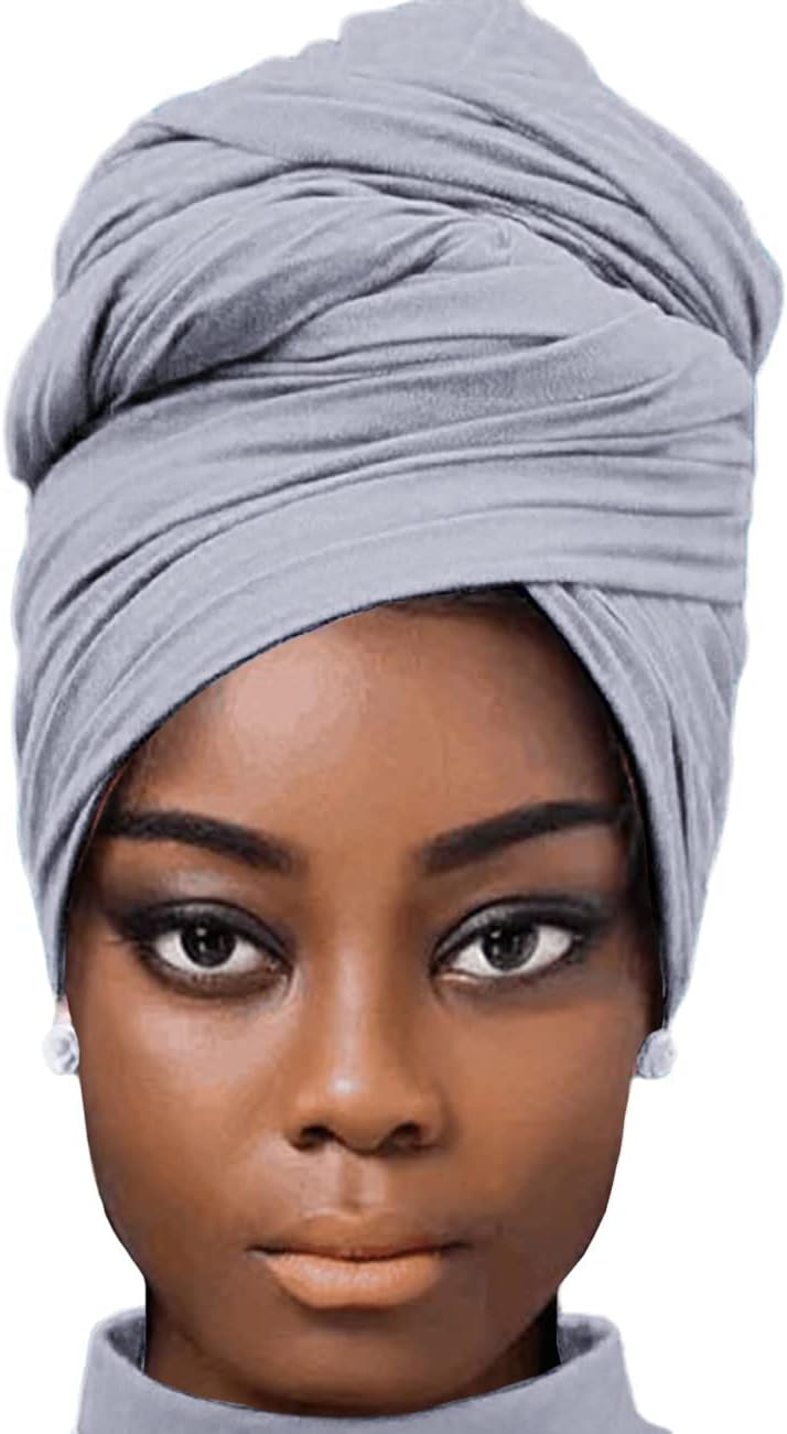 African Scarfs for Women Head Wraps Stretch Turbans Jersey Bun Styles Headbands for High Ponytails