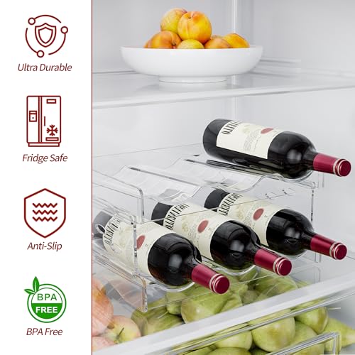 EZ-COZY-Wine-Rack-4-Tier-Water-Bottle-Organizer-for-Cabinet-12-Bottles-Clear-Freestanding-Wine-Bottle-Holder-for-Cabinet-Fridge-Pantry-Wine-Rack-for-Inside-Cabinet-Refrigerator-Countertop