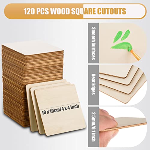 80 Pcs Unfinished Wood Pieces 4X4 Inch Blank Wood Squares Natural Wooden Square Cutouts Tiles Unfinished Wooden Squares Ornaments For Diy Crafts, Painting, Engraving, Scrabble, Coasters, Home Decor #TOP1