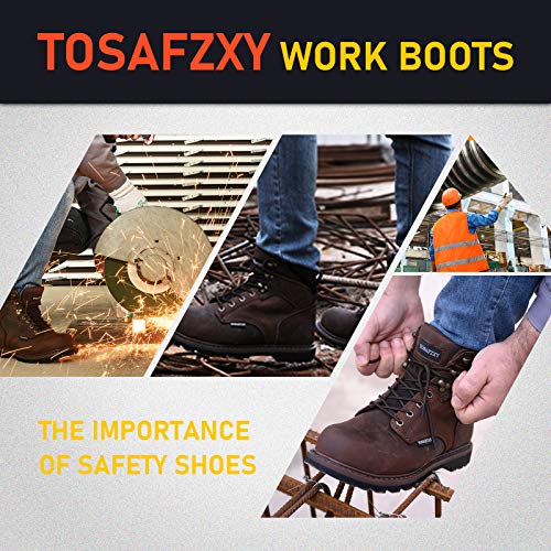 Image of Work Safety Boots for Men Durable Crazy-Horse Leather Indestructible Steel Toe Waterproof and Non-Slip Better Warmth Men Work Shoes