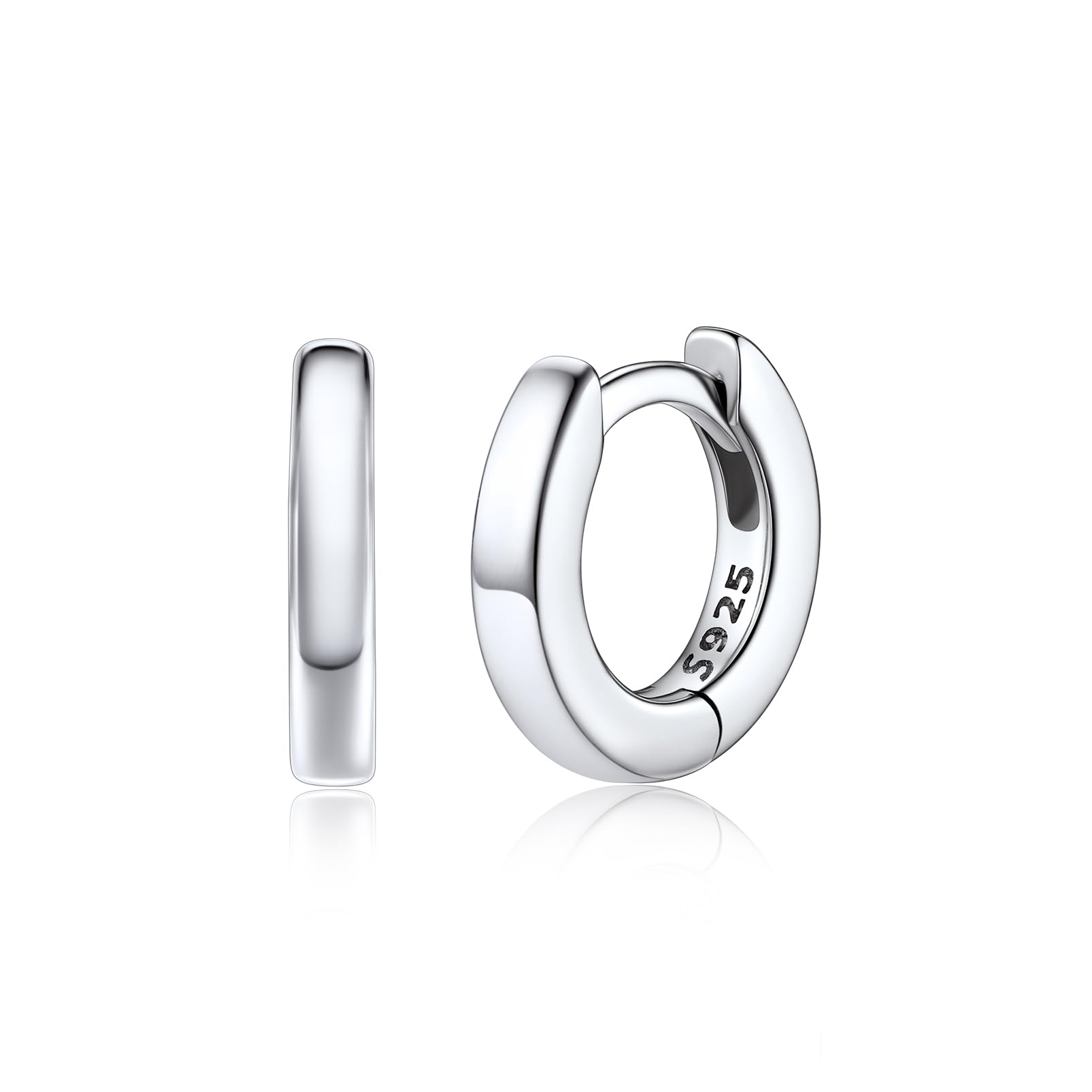 Silvora Kleine Creolen Silber 6mm/8mm/10mm/12mm/14mm/16mm/18mm/20mm Damen | 925 Silber Ohrringe Hoop Huggie Creolen Silber/Gold/Schwarz/Rosegold Schläfer Kreolen für Frauen Herren Männer