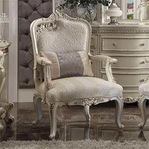 Acme Picardy Accent Chair with Pillow in Antique Pearl Acme Picardy Accent Chair with Pillow in Antique Pearl