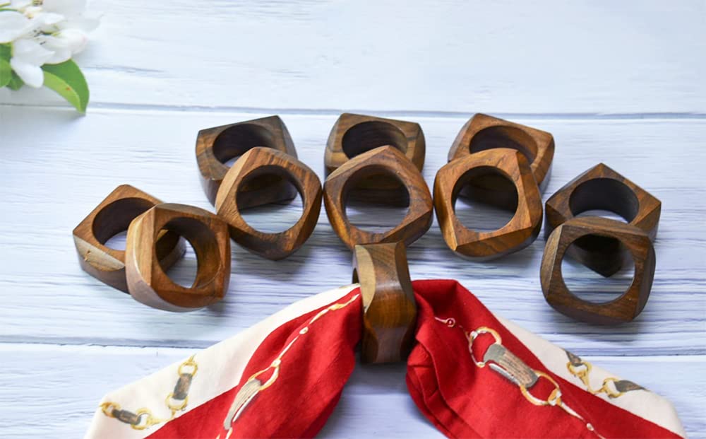 PH PandaHall Lot De 10 Anneaux Porte-Serviettes En Bois Rond - Style Ferme Rustique Pour Mariage, Noël, Table De Fête