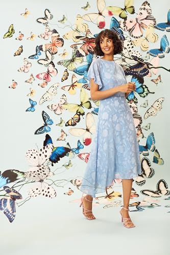 Image of Maggy London Women's Flutter Sleeve Burnout Midi Dress for Women | Semi Formal Dresses | Wedding Guest Dresses for Women