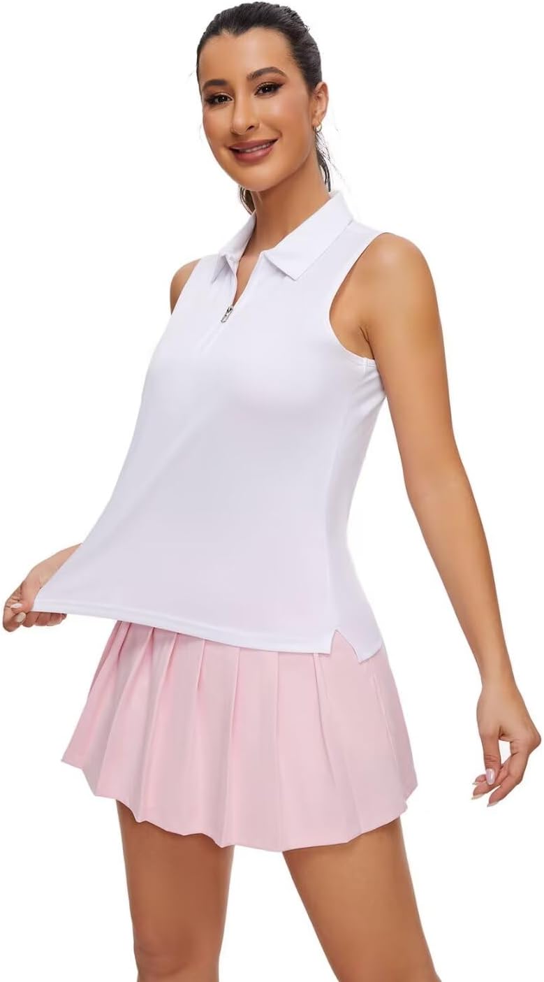 Pdbokew Women's Polo Shirts Quarter-Zip Golf Shirts Sleeveless Tops - Image 5