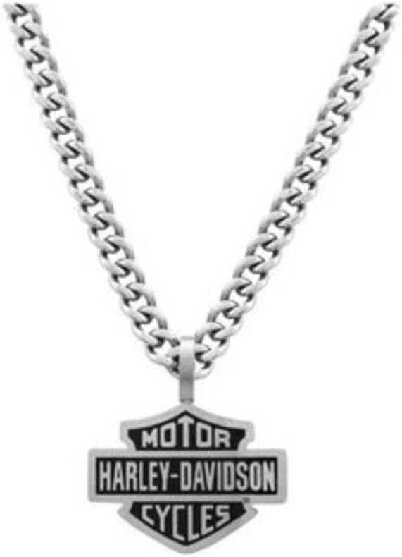 Harley-Davidson Mens Bar & Shield Curve Link Necklace Stainless Steel HSN0021-22