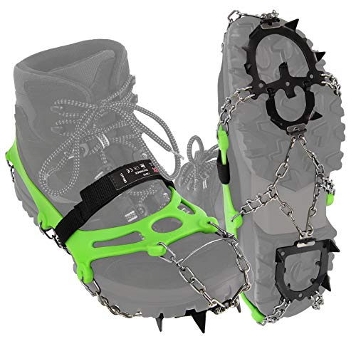 HAVNIDY Ramponi, artigli da ghiaccio per scarpe e stivali, artigli da neve con 19 punte in acciaio inox, per escursioni invernali, pesca e passeggiate (L