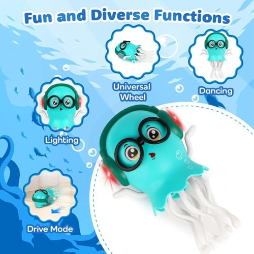 Image of TASMAX Dancing Jellyfish Toy for Kids, Dancing Toy, Jelly Fish Toy, Moving Toys for Babies 6-12 Months, Musical Toy with Lights, Crawling Toy, Sensory 360 Degree Rotating Tentacles Multicolor