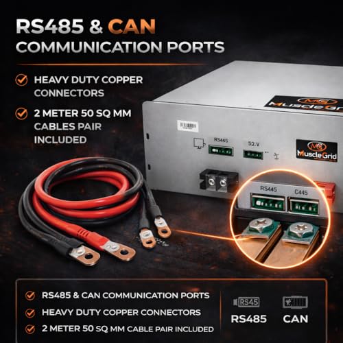 Image of MuscleGrid 51.2V 300Ah LiFePO4 Lithium Battery Pack | 15kWh Energy Storage | JK Smart BMS with Bluetooth, CAN & RS485 | 200A Charge / 350A Discharge | Solar & Inverter Compatible