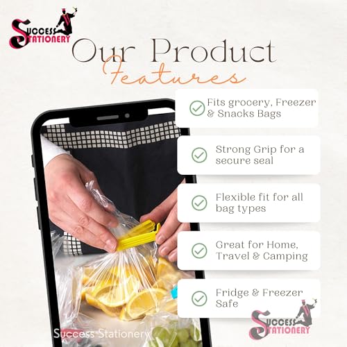 Image of Success Stationery 18 Pcs X 1 18 Pcs Kitchen Storage Clips for Packet Sealing Reusable Vacuum Sealer for Plastic Pouch Food Packet Sealer Clip Multipurpose Snack Bag Food Clips Multicolor Set
