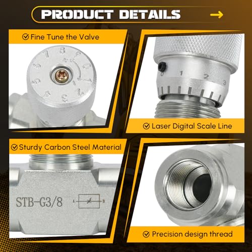 Image of STB-G3 /8 3 /8 inch L08 Hydraulic Flow Control Valve Compatible with 1-2 Ton Mini Excavator, Bidirectional Restrictor Valve with Two-Sided Connectors