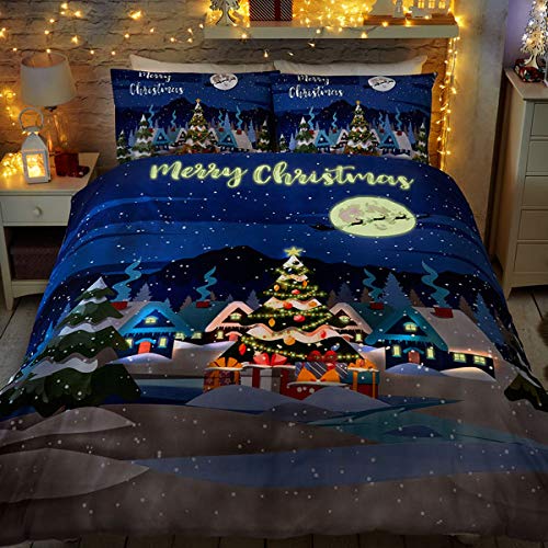 Bedlam Glow In The Dark Christmas Reversible Duvet Cover Set, Multi, Double, Double, W200cm x L200cm (Duvet Cover) - Image 3