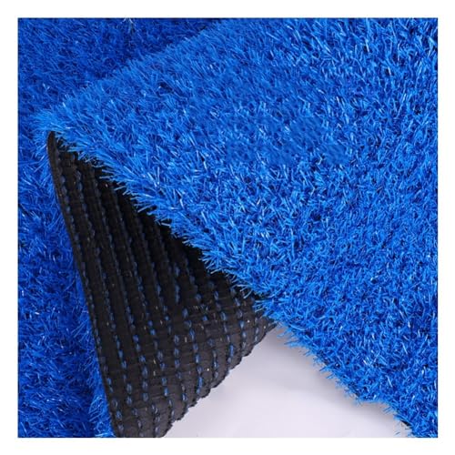 Césped artificial para césped, alfombra de césped artificial de 3 cm de grosor, para interiores y exteriores, jardín con agujeros de drenaje, se puede cortar (color: azul, tamaño: 20 x 79 pulgadas)