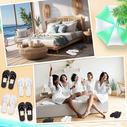 Image of Unittype Flip Flops Bulk for Wedding Guest Slippers Wedding Flip Flops with Cards Bags for Pool Beach Party