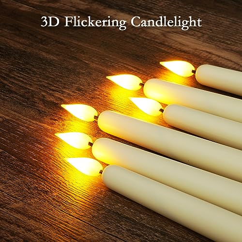 image for Homemory 12 Pcs Flameless Taper Candles with Remote Timer Dimmer, 11 i
