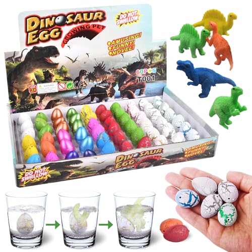 Preescolar, Toy Kasvot 60 Pzs Huevos de Dinosaurio para Incubar, Juguetes para Niño Juego de Huevos para Incubar Dinosaurios en Agua, Juego Educativo para Niños, Cumpleaños,...