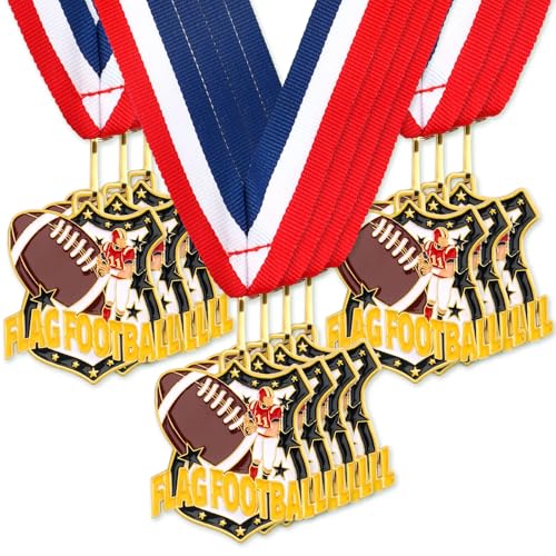 NOVWANG Premium Football Medals 10 Pack of Sport Metal Rewards Trophy with Neck Ribbons