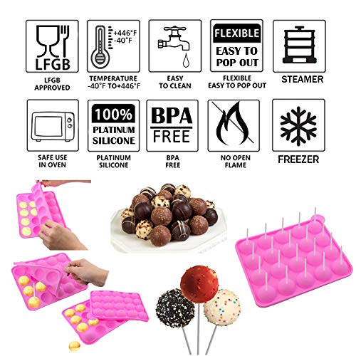 Bpa Free Silicone Cake Pop Mold, Lollipop Silicone Molds,Muffin Cake Ice Cube Trays 120 Sticks Gumdrop Jelly Moulds- Pink #TOP4