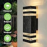 CANMEIJIA LED Wall Light, Outdoor Wall Lights IP65 Waterproof Outside Lights Porch Light Front Door Lamp Modern Aluminum Black 3000K Included 2 * 6W GU10 for Garden Hallway Bathroom etc - Image 3