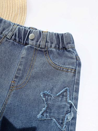 Girls Jeans for Teens Relaxed Fit Jeans Straight Leg Denim Pants Elastic Waist Casual Baggy Trousers3