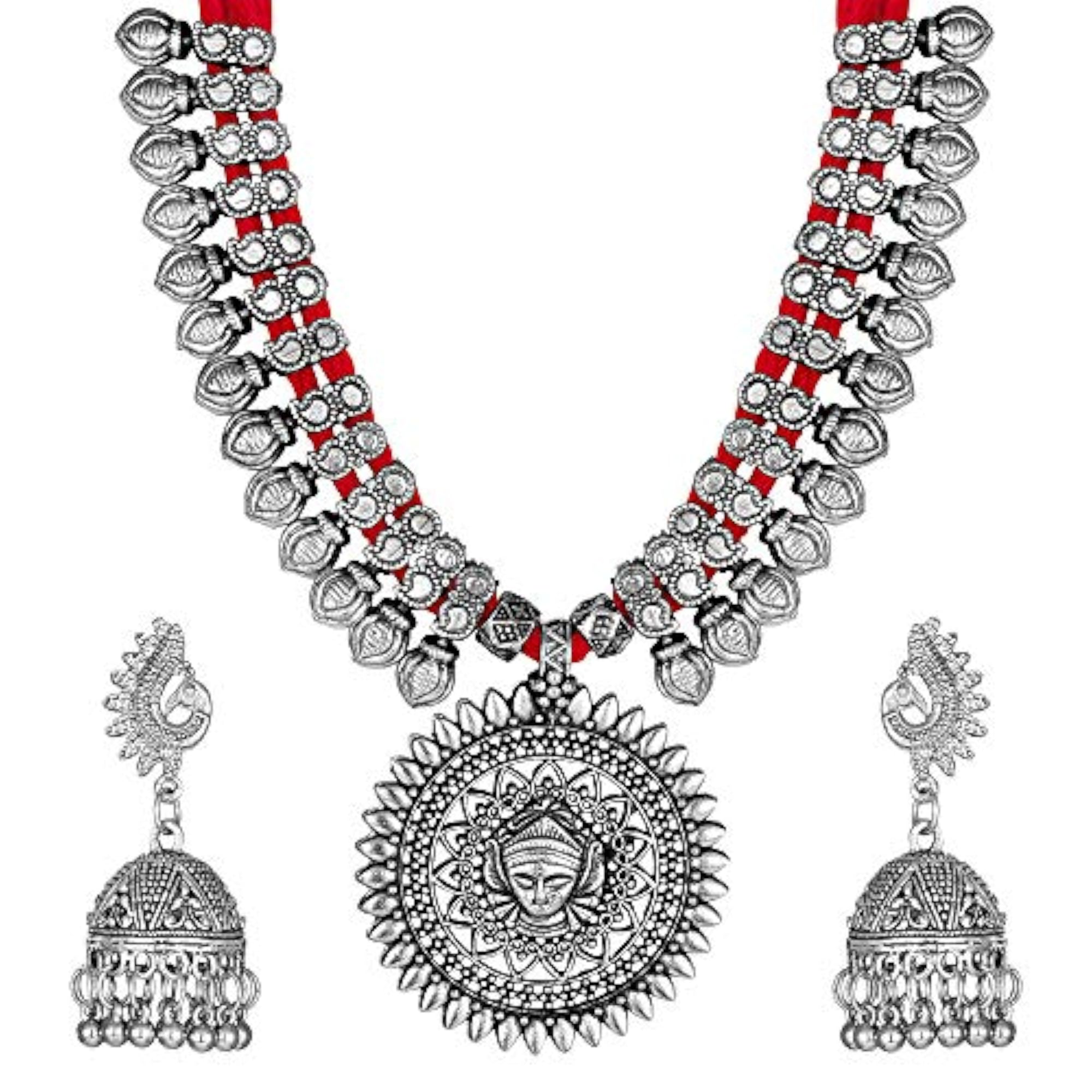 Oxidised Silver Antique Necklace Set